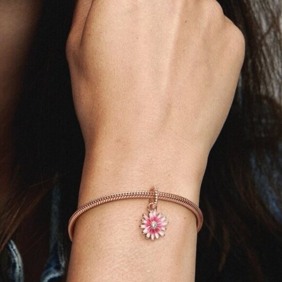 Pandora Pink Daisy Flower Dangle Charm - Picture 2 of 2